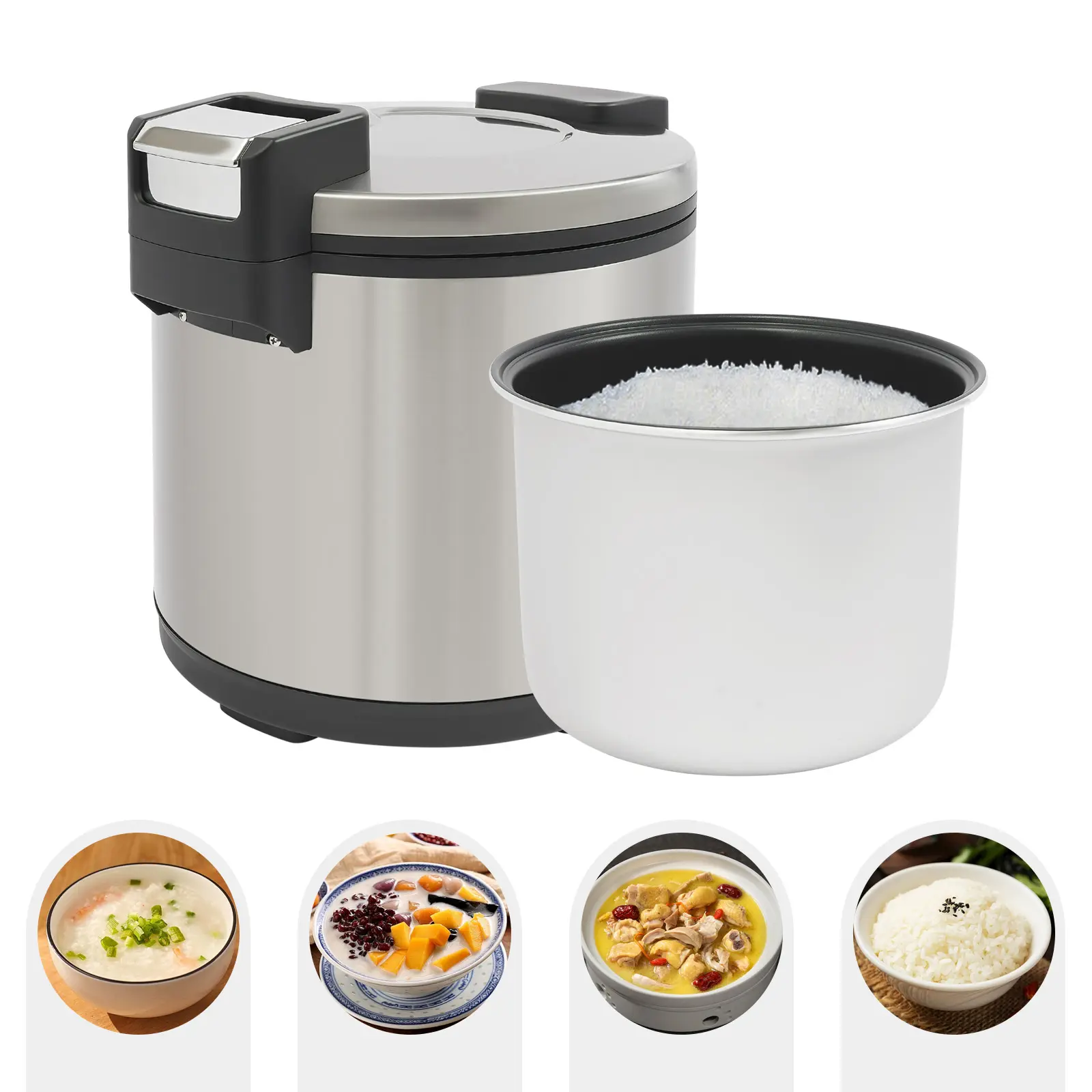CNCEST 20 Qt Commercial Grade Electric Food Steamer-Rice Cooker for US, 19L Non-Stick Pot, 110V Stainless Steel Water Reservoir, 154°F-162°F Temp Control for Catering, Restaurant Use, Temperature Control