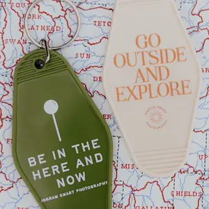 Vintage motel keychain - go outside and explore keychain