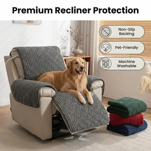 Premium solid colour Recliner Sofa Cover, Non Slip Soft Couch Protector Sofa Cover, Soft Washable Furniture Cover, Nonslip Recliner Cover Stay in Place with Includes elastic cord, Ideal Recliner Slipcovers for Pets, Removable Washable Slipcover