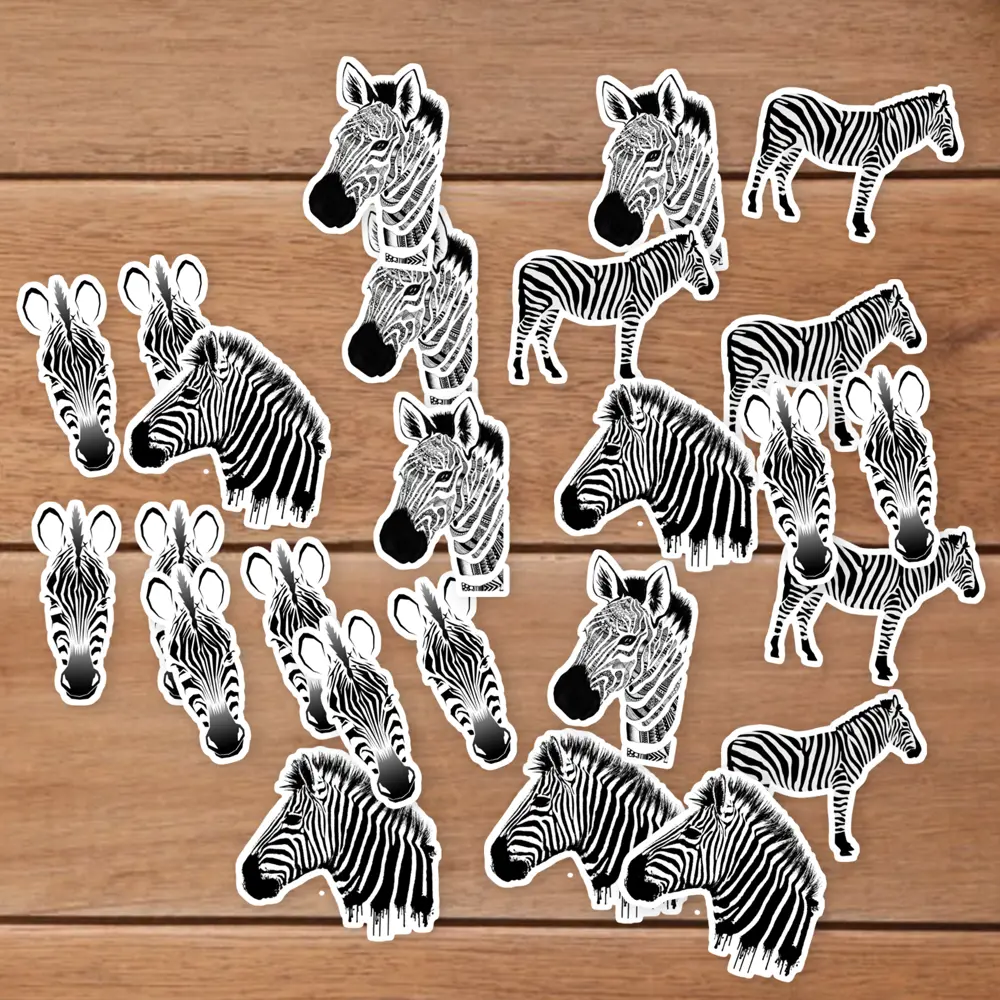 Stickers Pack 20 Pcs Zebra Colorful Skateboard Bumper Car Bottle Bike Aesthetic Water Laptop Vinyl Waterproof Luggage Guitar