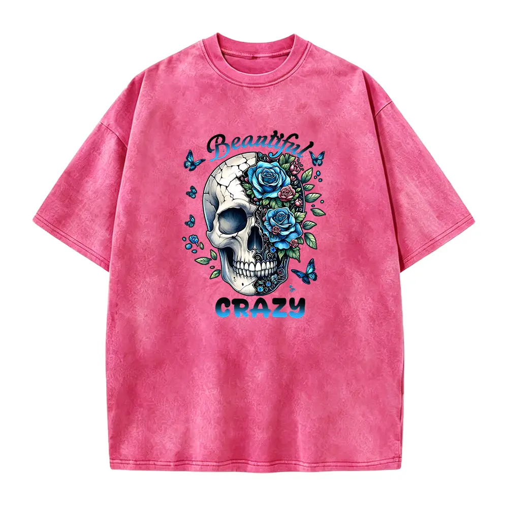 Beautiful Crazy Shirt, Skull Floral T-Shirt, Gothic Floral Tee, Aesthetic Skull Shirts, Funny Graphic Tees, T-Shirts