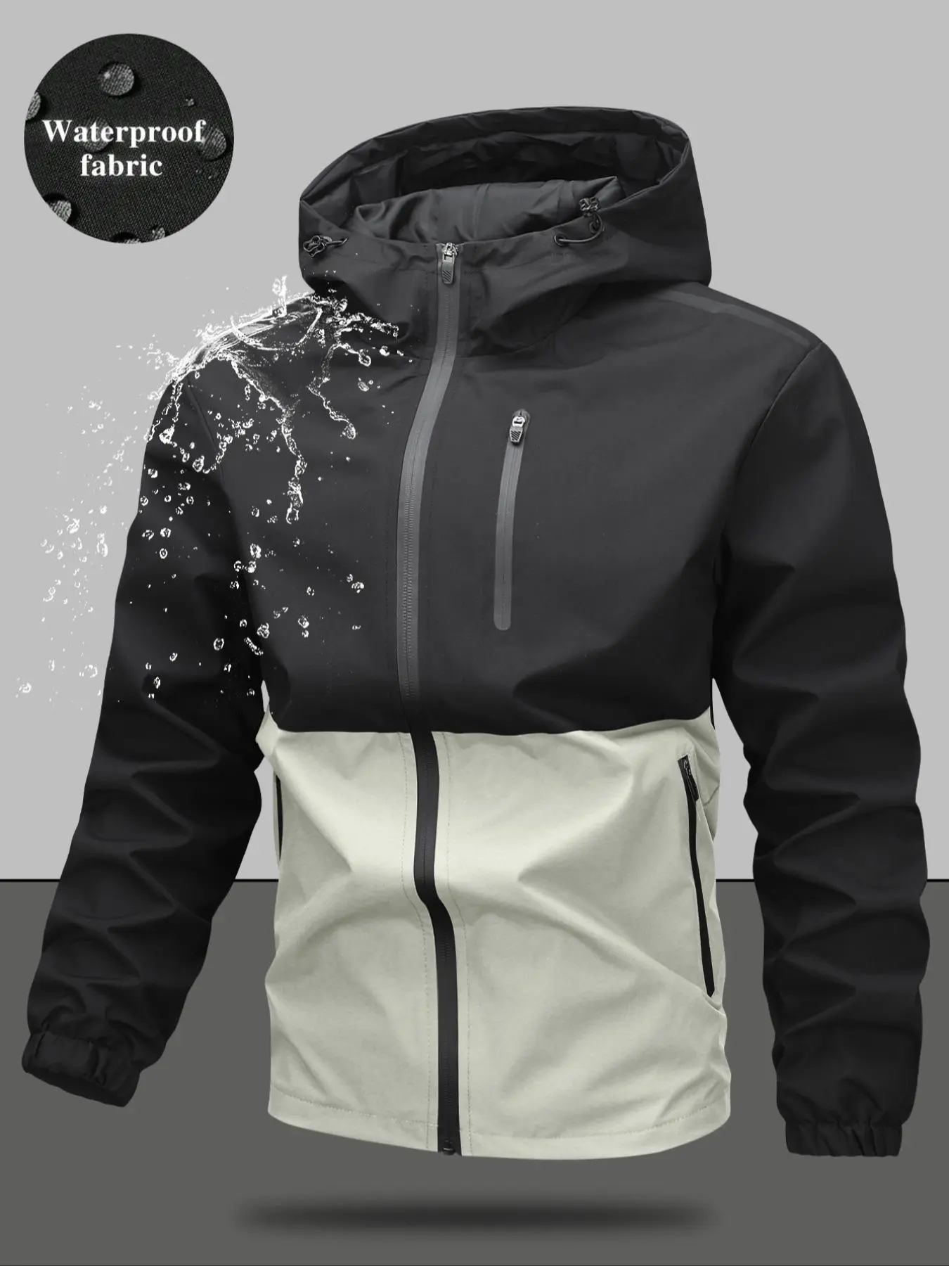 Men's Regular Fit Zip-Up Hooded Jacket, Casual Long Sleeve Windbreaker for Spring & Fall, Fashion Men's Outerwear for Daily Wear, Windproof Casual Jacket