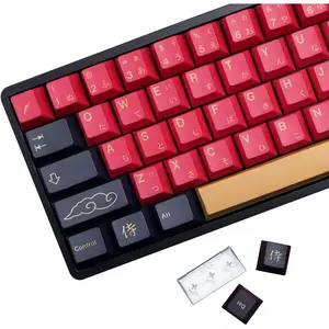 MOLGRIA Red Samurai Keycaps, 129 Set PBT KeyCaps for Gaming Keyboard, Cherry Profile Dye Sublimation Custom Keycaps with Puller for Gateron Kailh Cherry MX Switch 104/87/71/61 60 Percent Keyboard