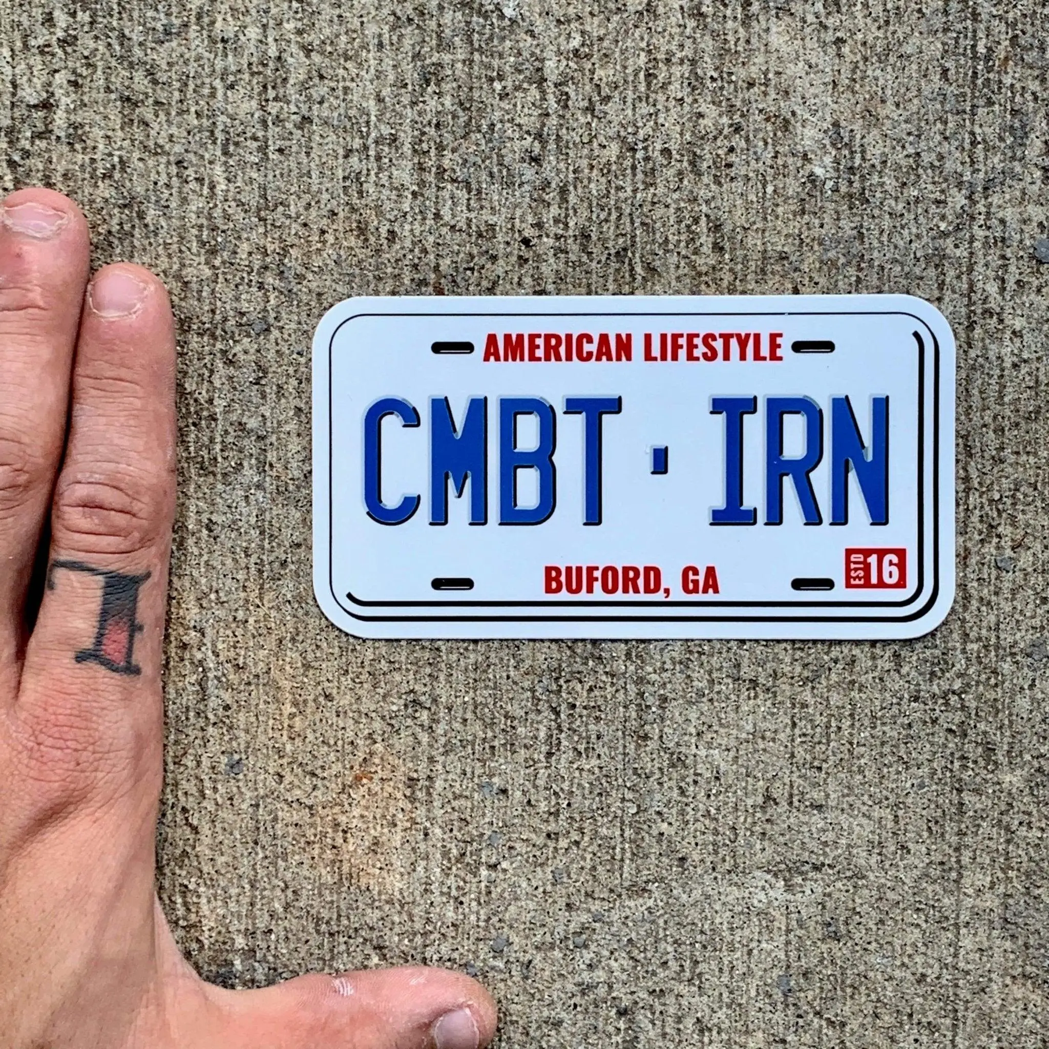 COMBAT IRON Personalized Automotive Vehicle Decorative License Plate Decal - Weatherproof, Vivid 5" Print, Custom Personalized Car Plate Accessory