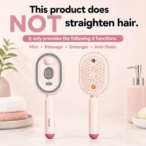 Electric Spray Air Cushion Massage Comb – Self-Cleaning, Anti-Tangle, Anti-Static, Volumizing Hair Brush with Essential Oil Mist Aromatherapy for Hair Care