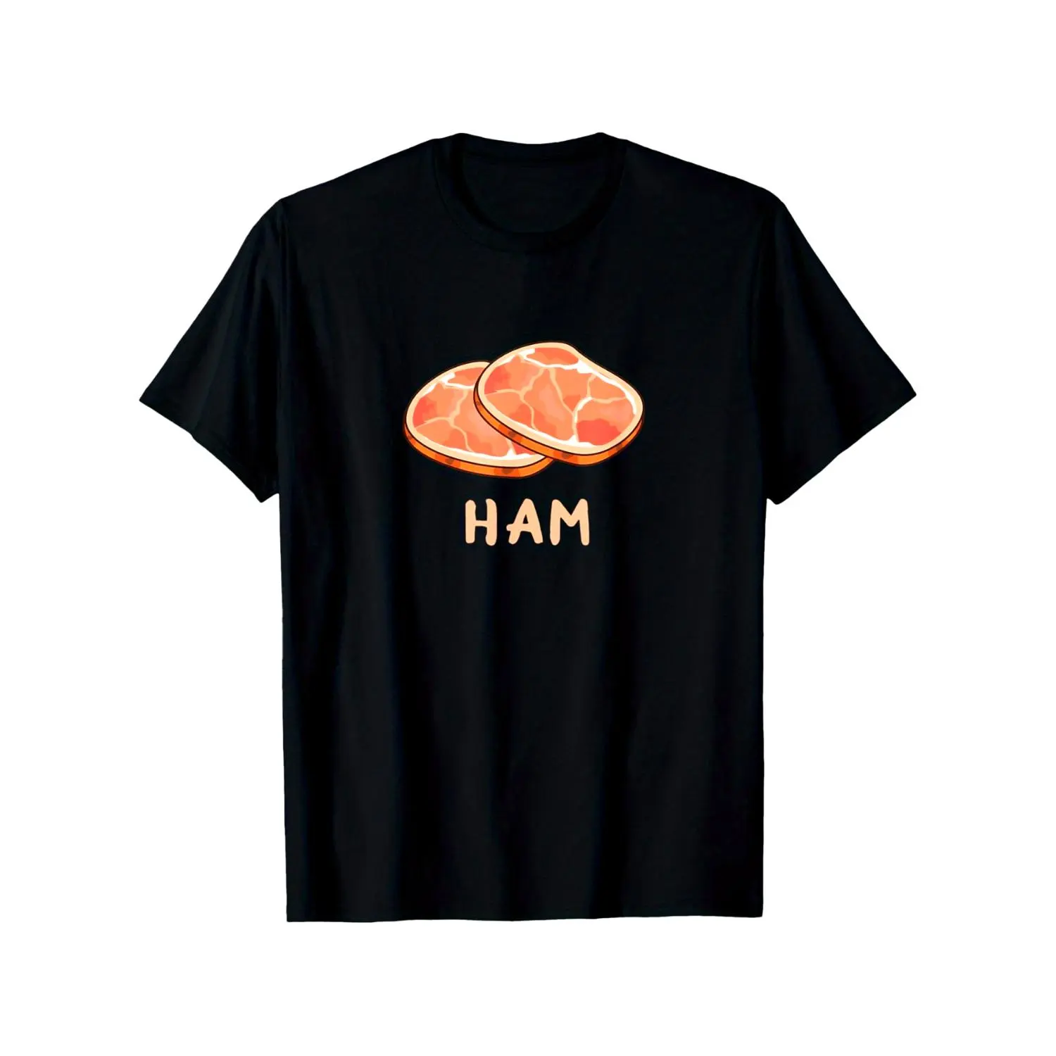 Mens Humorous Hampton Cotton T-shirt Soft Breathable Fade Resistant Black T-shirt with Ham Graphic Casual DailyWear Themed Party Tee Machine Washable Essential Durable Printed Top Trendy Apparel for Young Adults
