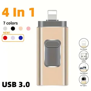 Portable High-Speed USB 3.0 Flash Drive, 4-In-1 Memory Storage Device with OTG Adapter, Perfect Gift for Boyfriends & PC Users