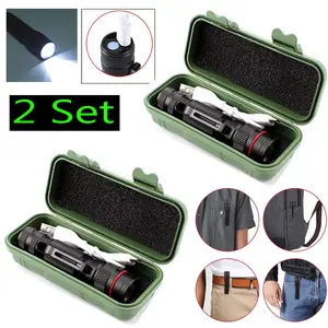 2 Pack USB Rechargeable LED Flashlight, Adjustable Focus 3-Modes Mini Flashlight with USB Cable + Mini Box for Outdoor