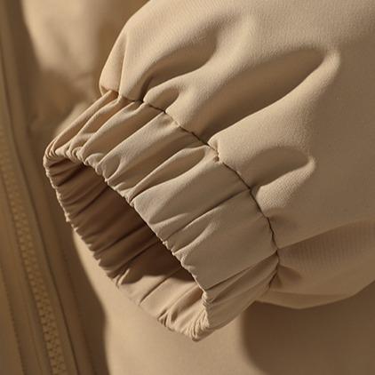 Men's Light Blue Stand Collar Puffer Jacket with Drawstring Hem & Ribbed Cuffs for Winter Warmth Casual Outerwear