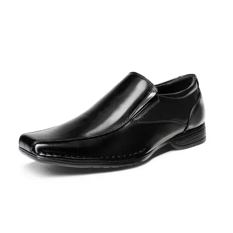 BRUNO MARC Men's Classic Square-Toe Synthetic Slip-On Loafers - 1in Cuban Heel, All-Seasons Office Shoes, Slip-On Ease, No Fuss, Modern Fit, Comfortable Throughout the Day and Night, Business Casual Footwear