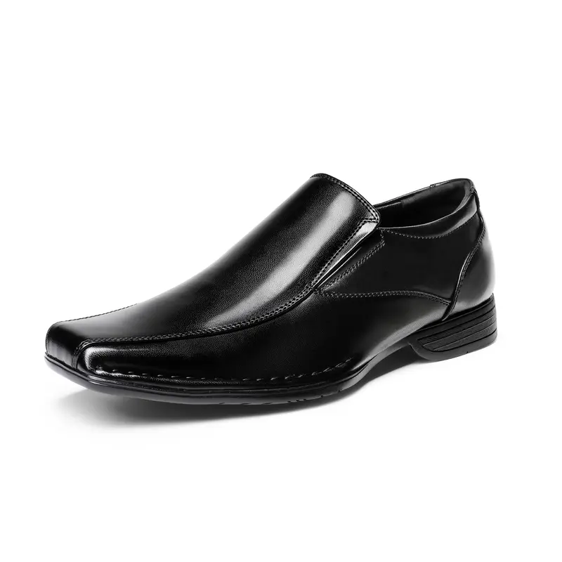 BRUNO MARC Men's Classic Square-Toe Synthetic Slip-On Loafers - 1in Cuban Heel, All-Seasons Office Shoes, Slip-On Ease, No Fuss, Modern Fit, Comfortable Throughout the Day and Night, Business Casual Footwear