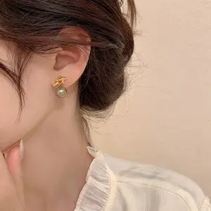 Knot Pearl Dangle Earrings