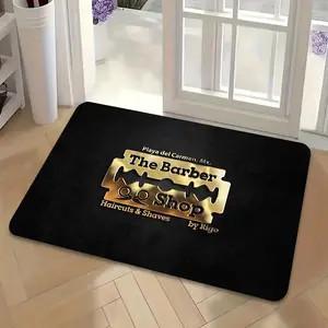 Barber Shop Sign Art Floor Mat - Creative Graphic Design Area Rug - Indoor Home Decor Entryway Bathroom Kitchen Decor Rug