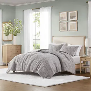 360 Stand CH10-011 Oversized Full & Queen Comforter Set - Charcoal, Cotton-Polyester Fabric, Hypoallergenic Fill, 92x96x1.5 in, Visible Tacks, Visible Bartacks, Full Size Contemporary Bedding Set