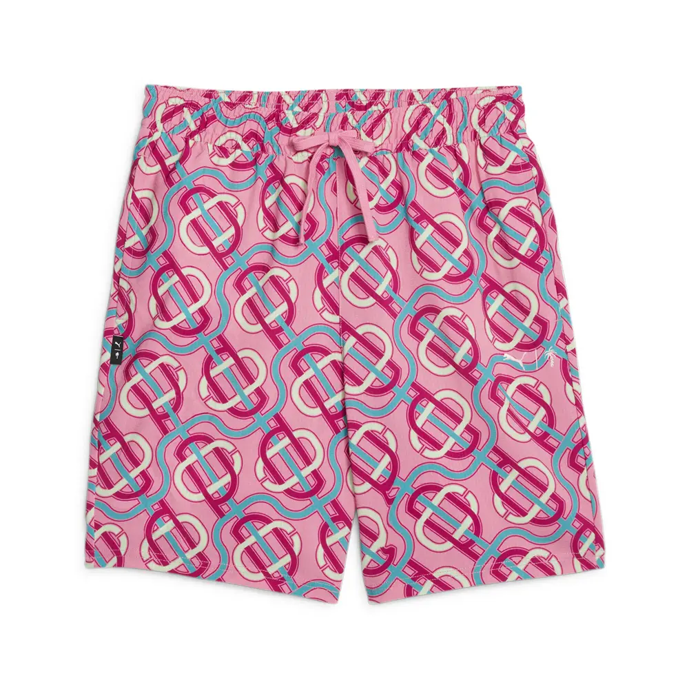 PUMA Mens X Palm Tree Crew Graphic 8 Inch Shorts Casual Bottoms Casual Drawstring - Pink
