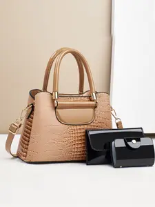 3 Piece Set Alligator Print Fashion Retro Crossbody Bag, Large Capacity Multi-Layer Shoulder Bag, Stylish Women's Handbag for Travel & Gifts