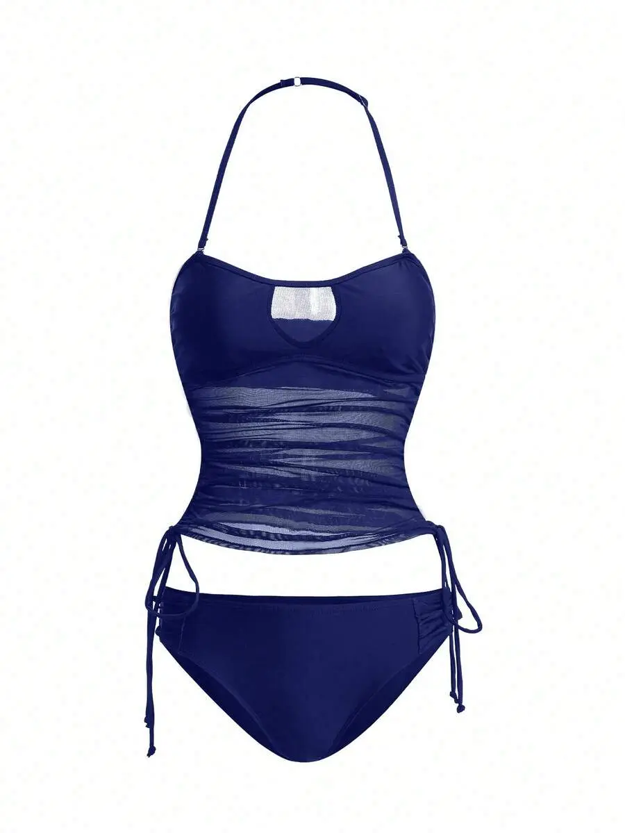 VYNCE Swim Vcay 2pcs Women Detachable Strap Tankini Top And Triangle Bottoms Swimsuit Set