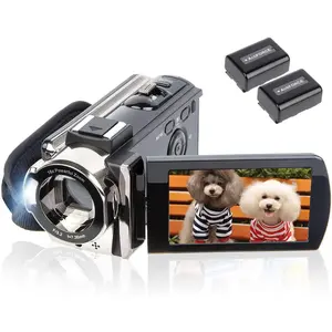 Video Camera Camcorder Digital Camera Recorder  1080P 15FPS 24MP 3.0 Inch 270  Rotation LCD 16X Zoom Camcorder with 2 (604s)