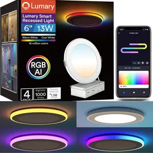 Lumary Smart Recessed Light Max, with Gradient Accent and Night Ring, WiFi Canless Downlight with Junction Box, LED Downlight Work with Alexa/Google Assistant/Siri