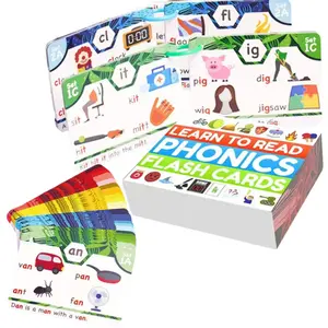 Phonics Flashcards for Kids Color-Coded Long Vowel & Two-Syllable Word Practice 5x3.6" Learn to Read Cards Educational Tool for Letter Pronunciation Kindergarten Boy