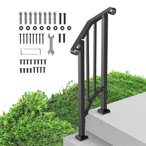 【SummerFinds】VEVOR Handrails for Outdoor Steps,  1-2 Step Stair Hand Rail Kit, Transitional Carbon Steel Railings with Installation Kit, Stair Rails for Seniors, Concrete Steps & Porch & Deck, Black Retro Arch