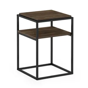 Moretti Modern Lifestyle Stackable Shelf Side Table in Columbia Walnut brings practical storage and 2-tier storage for bedroom, living room, or apartment use
