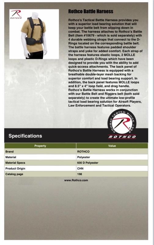 Rothco Tactical Battle Harness - Secure Load-Bearing Solution: 4 Webbing Straps Attach To D-Rings On Your Battle Belt, Ensuring A Snug Fit And Preventing Slippage During High-Movement Activities