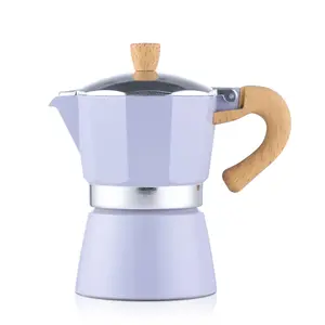 Cute Espresso Maker Stovetop - Small Moka Pot 2 Cups/120ml Italian Coffee For Home Camping Cafe Office (purple)