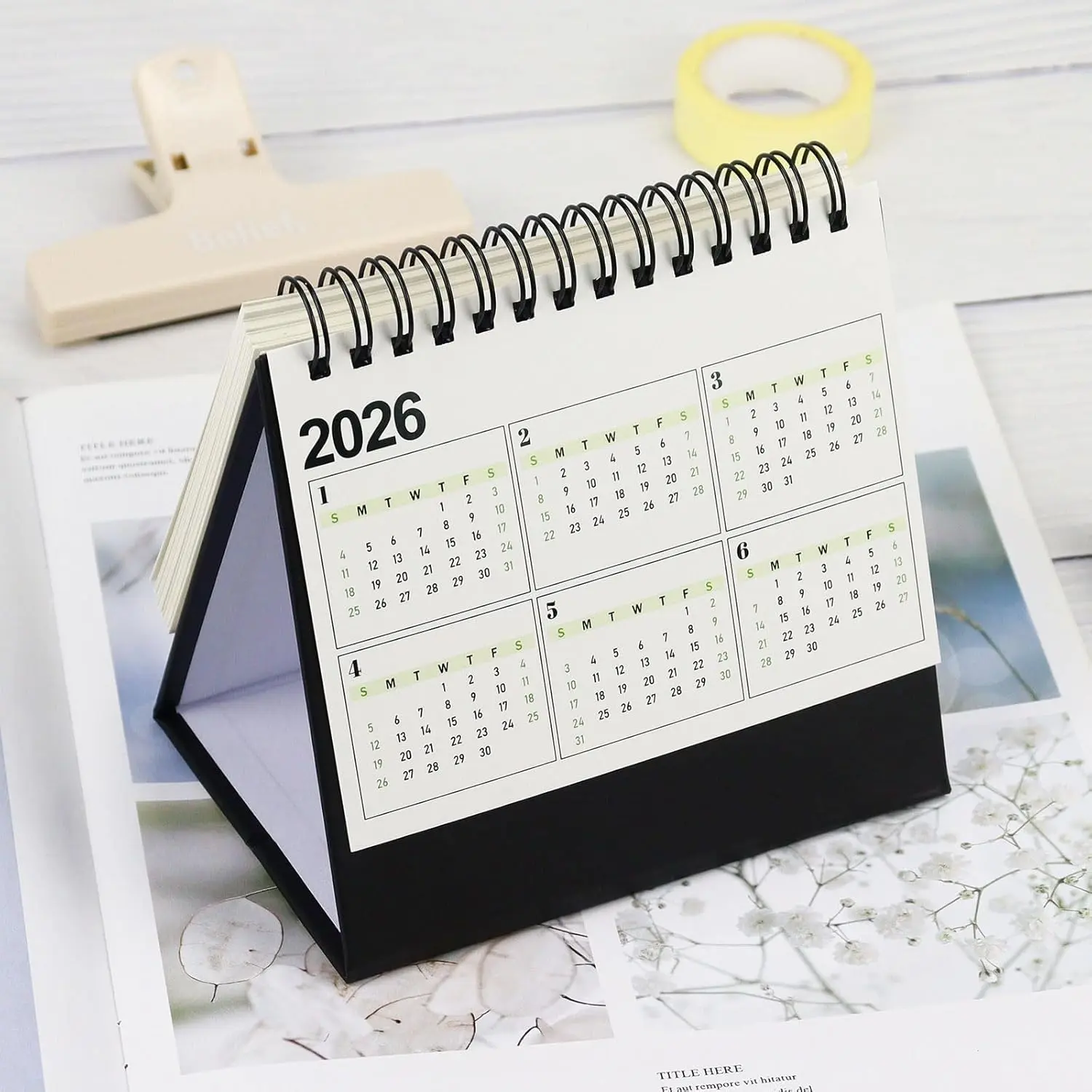 Mini Desk Calendar 2024-2025, Standing Desk Calendar 18 Months Small Desk Calendar (White & Black)
