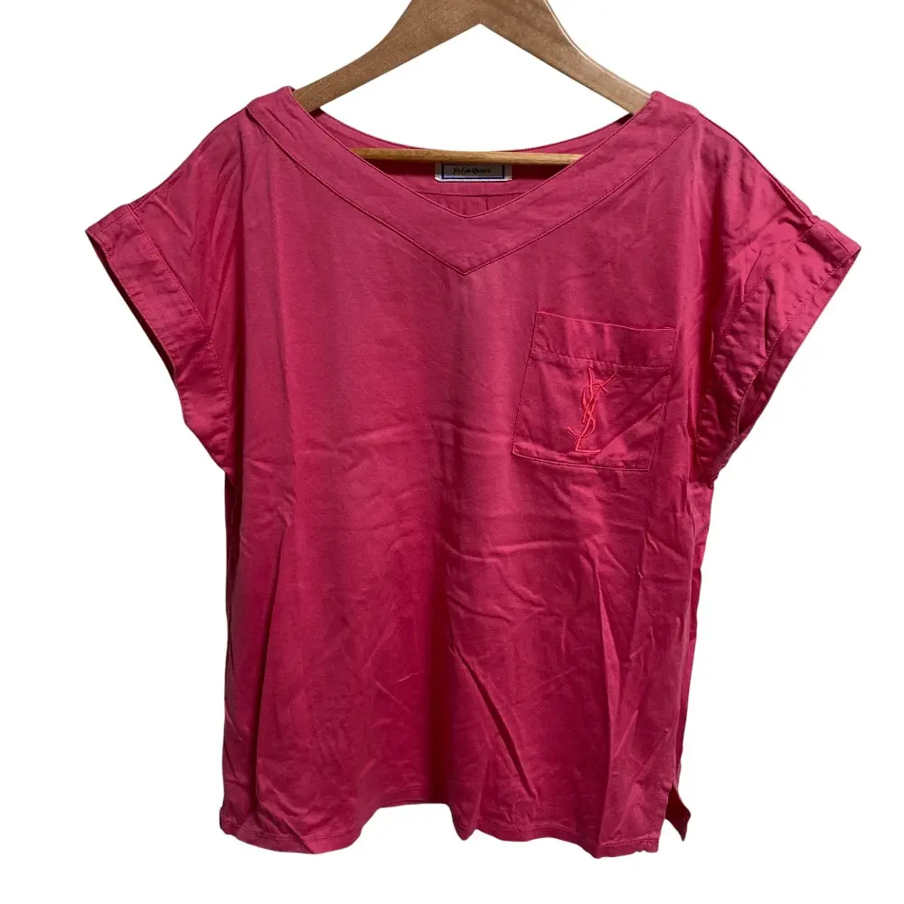 Pre-owned Yves Saint Laurent Others Small Leather Goods Embroidered French Sleeve T shirt