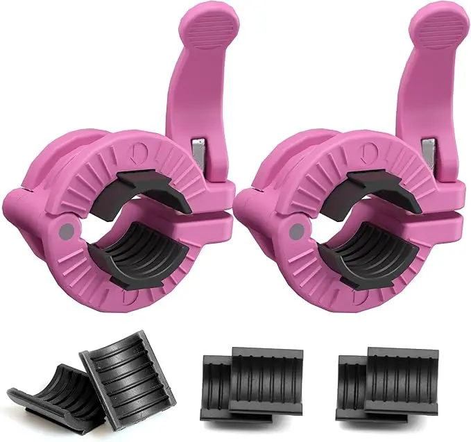 Barbell Clamp 1 inch Multiple Sizes & Adjustable Weight Clips for Quick Release Barbell pink Collars