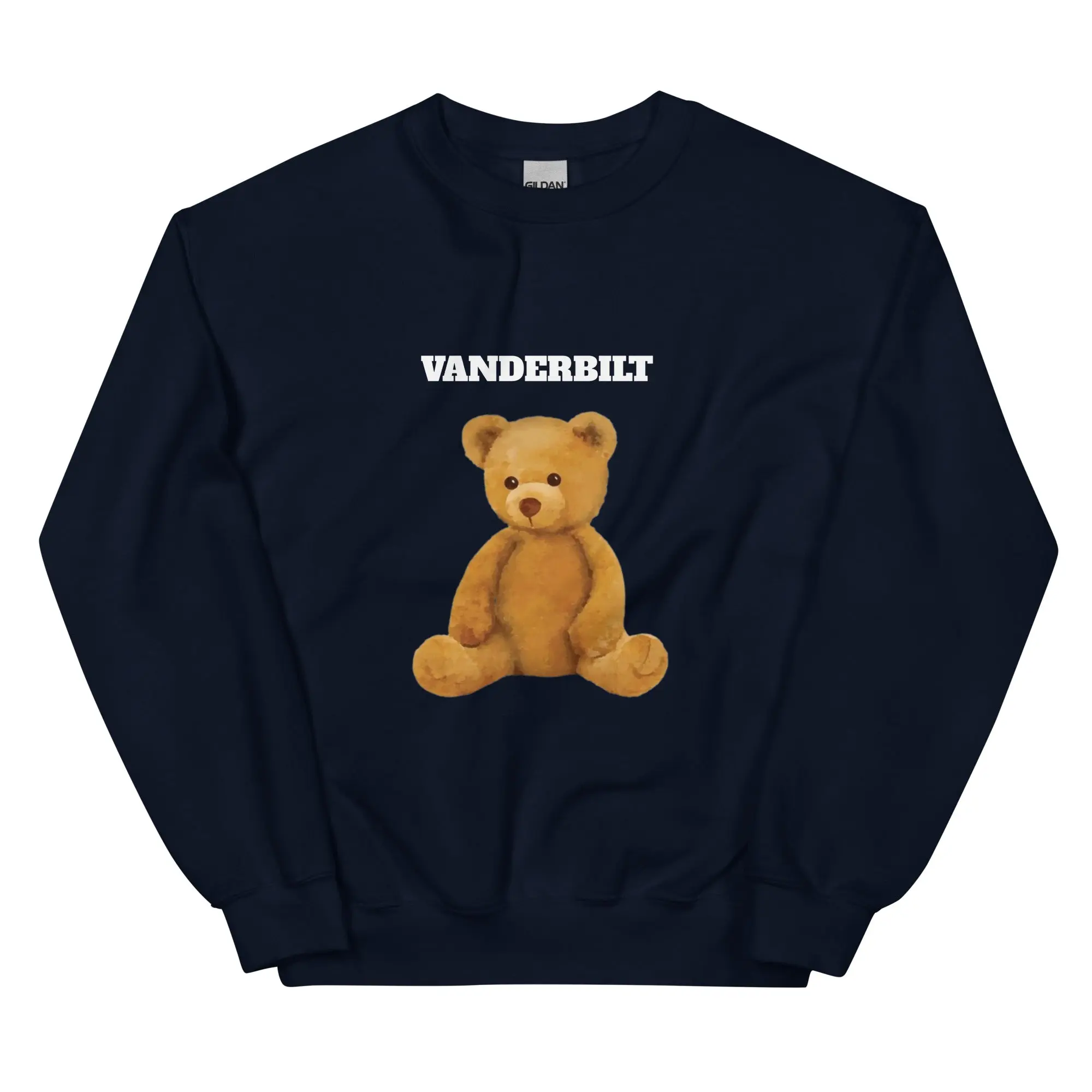 Vanderbilt Teddy Bear Sweatshirt - Black Long Sleeve with Bear Graphic, Soft and Comfortable, Classic Style