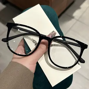 Large Round Frame Transparent Lenses Glasses Retro Fashion Decorative Glasses Computer Glasses Women's Men's, Casual Style Suitable for Outdoors, Driving, Also Trendy Practical Gifts for Festivals or Daily Use Elegant Tones Beach Accessories Women's