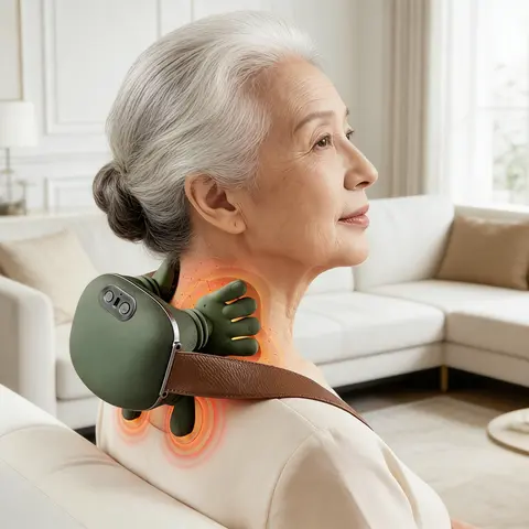 Portable Neck Shoulder Massager, Powerful Brushless Motor Electric Massage Tool, Deep Tissue Acupoint Kneading Massage with Built-in Massage Nodes, Multi-Purpose for Neck Shoulder Back Pain Relief, Ideal for Home Office Use techvibes