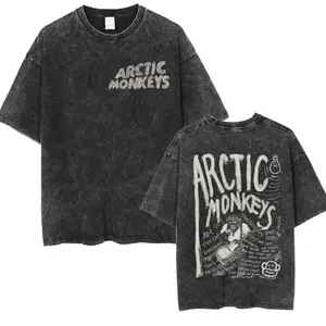 Arctic Monkeys Retro Rock Album Graphic T-Shirt, Men’s Vintage Washed Oversized Short Sleeve Tee, Y2K Hip Hop Streetwear Top