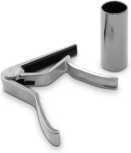 Acoustic Guitar Slide and Capo Set | Zinc Alloy Capo with Rubber Pads - Metal Guitar Slide for Smooth Tone – Easy to Use Music Accessory