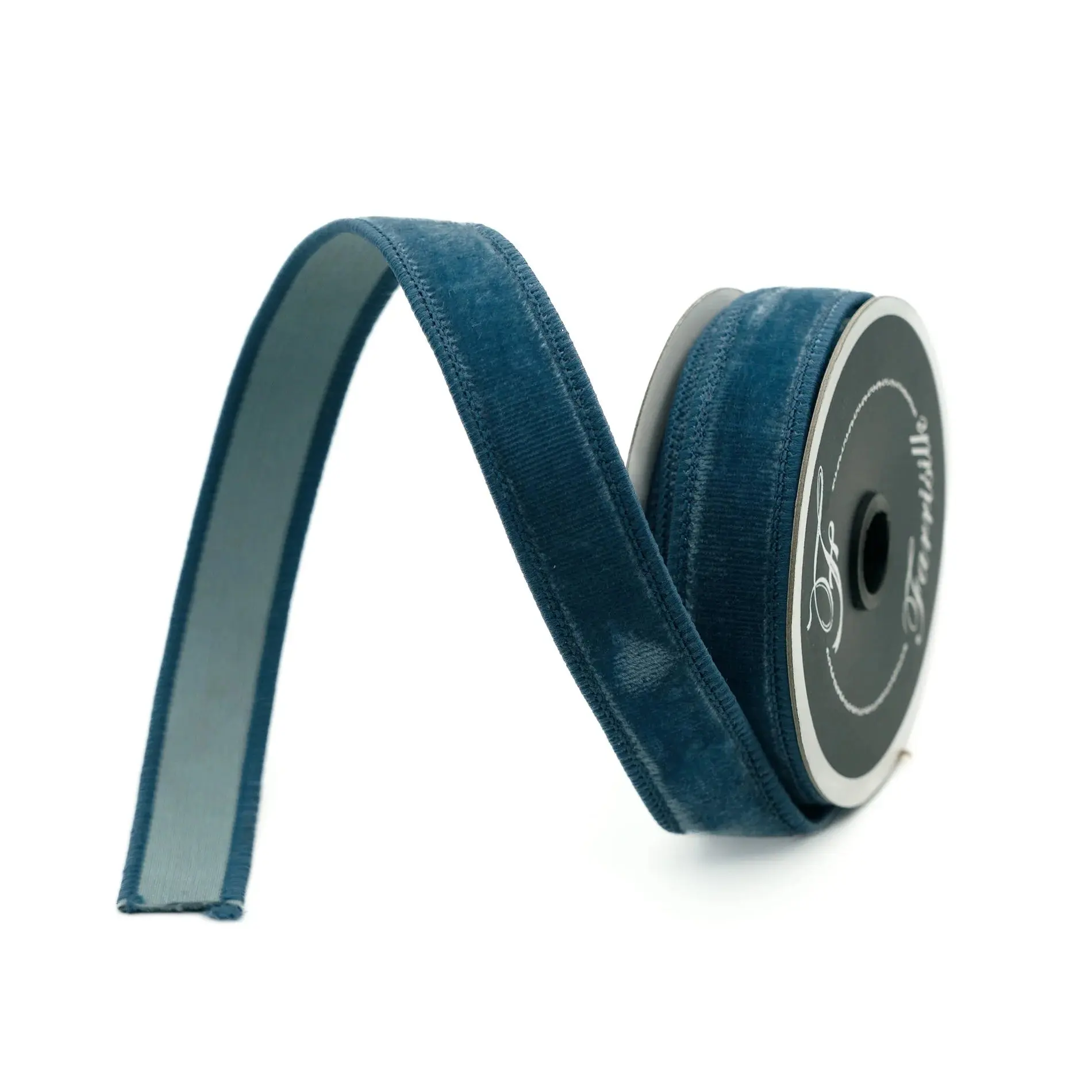 Steel Blue Velvet Wired Ribbon, .75"X10YD