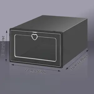 2026 transparent shoe storage box 12 /24 pieces industrial grade box, waterproof and dustproof, suitable for sports shoes, boots, display stand heart handle Display Container Organiser