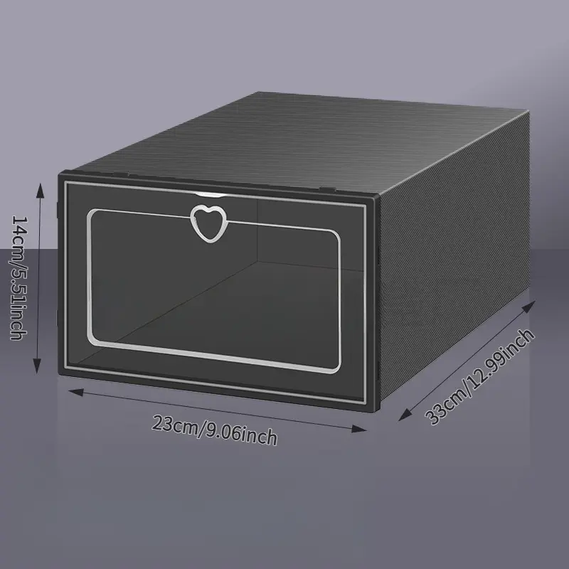 2026 transparent shoe storage box 12 /24 pieces industrial grade box, waterproof and dustproof, suitable for sports shoes, boots, display stand heart handle Display Container Organiser