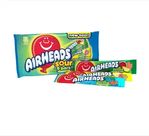 Airheads SOUR Candy Bars, Sour Watermelon Punch, Blue Blast, Lemon Berry Squeeze, 9 Bar Movie Theater Box