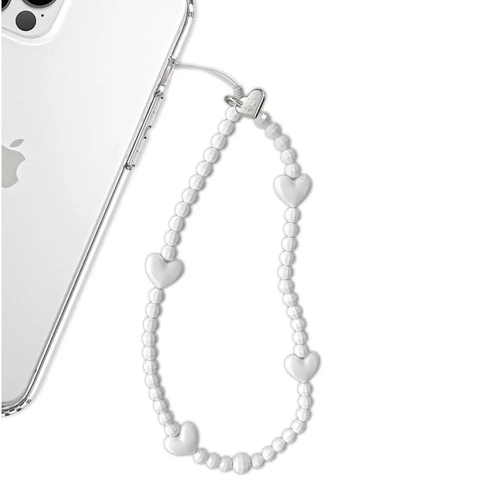 Velvet Caviar White Heart Phone Charm - Handmade, Elegant Phone Accessory for iPhone & Android, Stylish and Durable Gift for All Occasions