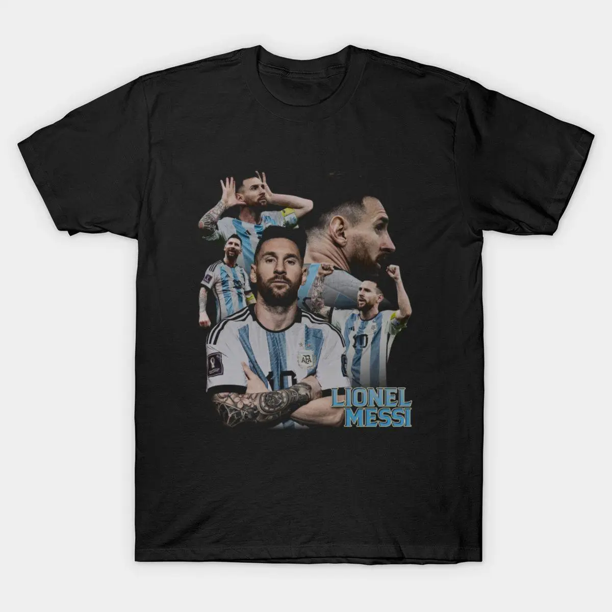 Messi Vintage T-shirt - Black Classic Design with Messi Name & Action Graphic for Fans