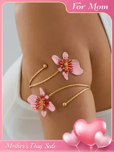 1 Piece Floral Leaf-Entwined Irregular Openwork Bracelet Arm Cuff - Perfect for Vacations | Parties | Banquets | Proms and Everyday Wear - Valentine's Day Birthday Anniversary Mother's Day Gift - Stackable Bracelets