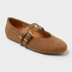 Women's Henrietta Double Strap Ballet Flats - Universal Thread Taupe 5.5W