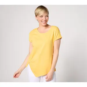 Attitudes by Renee Washed Cotton Top w/ Twist Pleat Detail