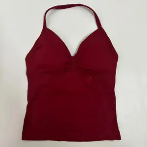 DFYNE Longline Strappy Gym Top Custom Logo Backless Gym Clothes Women Scrunch Built-In Bra With Removable Cups Yoga Tank Tops