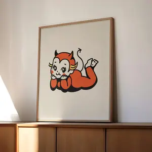 kewpie devil tattoo art Poster Unframed  cute kewpie wall art devil tattoo flash decor Poster Unframed  UN