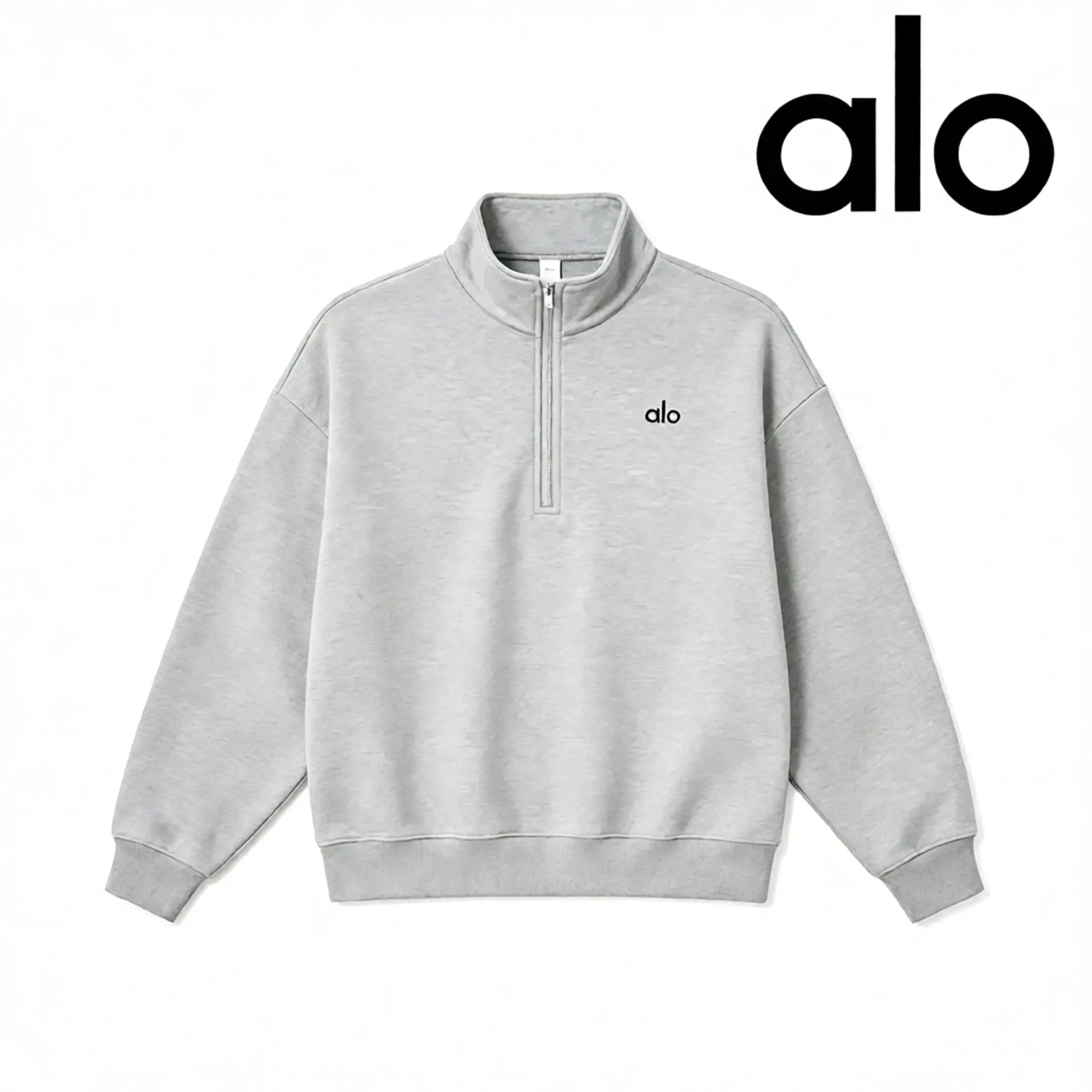 Alo Yoga Heather Grey 2-Piece Accolade Fleece Tracksuit Set - 1/4 Zip Pullover Sweatshirt, Straight-Leg Sweatpants, Casual Matching Outfit