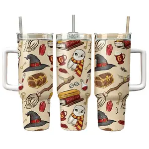 H Potter 20oz 40oz Tumbler Stainless Steel Double Wall Insulated with Handle Magic Wizard Series , Cup Holder Friendly, Care about health,