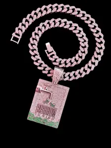 Men Street Style Hiphop Punk Pendant Necklace, Creative Cash Flow Letter Shape, Miami Cuban Chain, Zinc Alloy, All Seasons Fashion jewelry, Cuban Link Chain